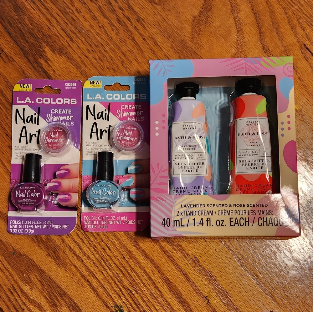 Beauty Bundle 💕 2 L.A. Colors Shimmer Nails Nail Art and Lotion Set
